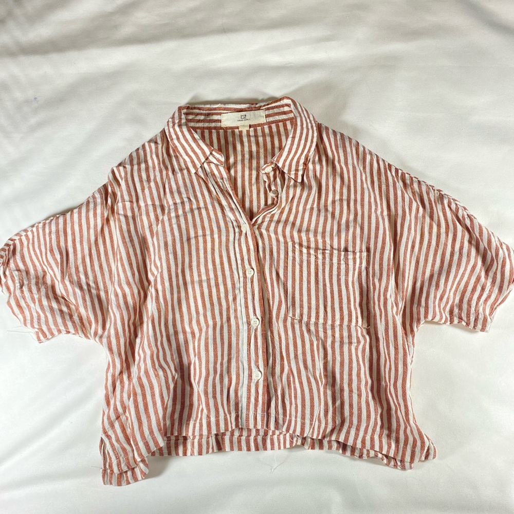 Free people cropped striped button down M